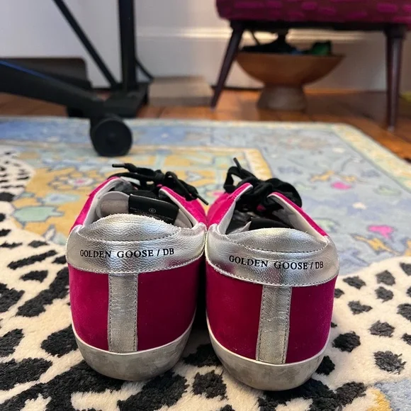 Golden Goose Deluxe Brand GGDB Super Star Suede Sneakers Size 40 Pink Raspberry - Picture 10 of 11